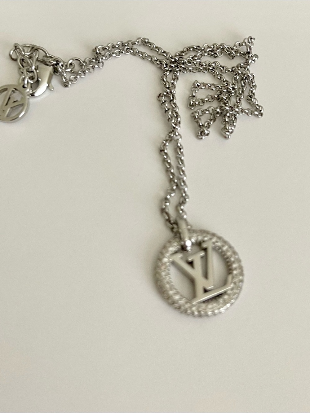 Petite Silver LV Necklace